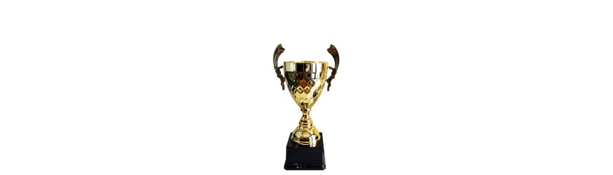 LARGE GOLD METAL HANDLED TROPHY CUP - 3 SIZES - 44CM to 61CM